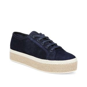 Vince Windell Suede Espadrille Platform Sneaker Navy Blue Size 9